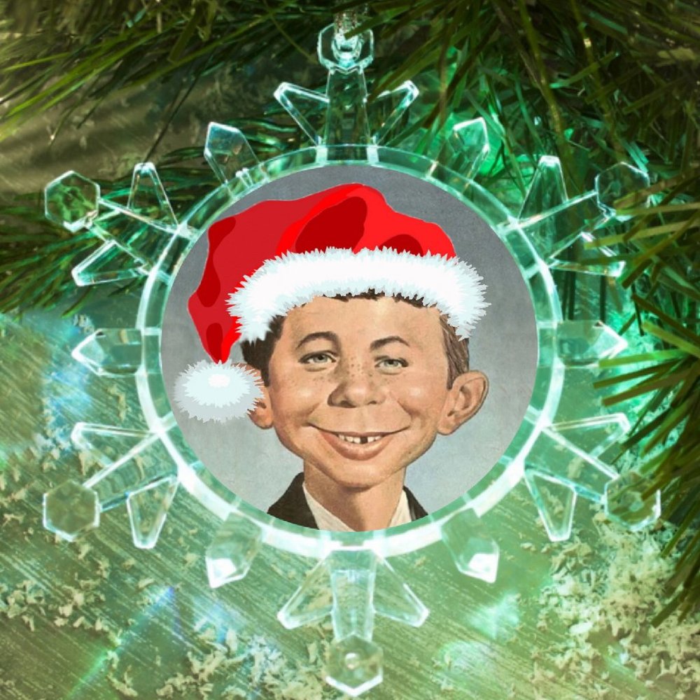 Alfred E Neuman Mad Magazine Snowflake Lit Holiday Christmas Tree Ornament